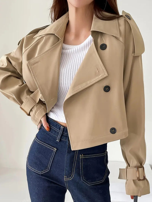 Crop Long Sleeve Trench Coat