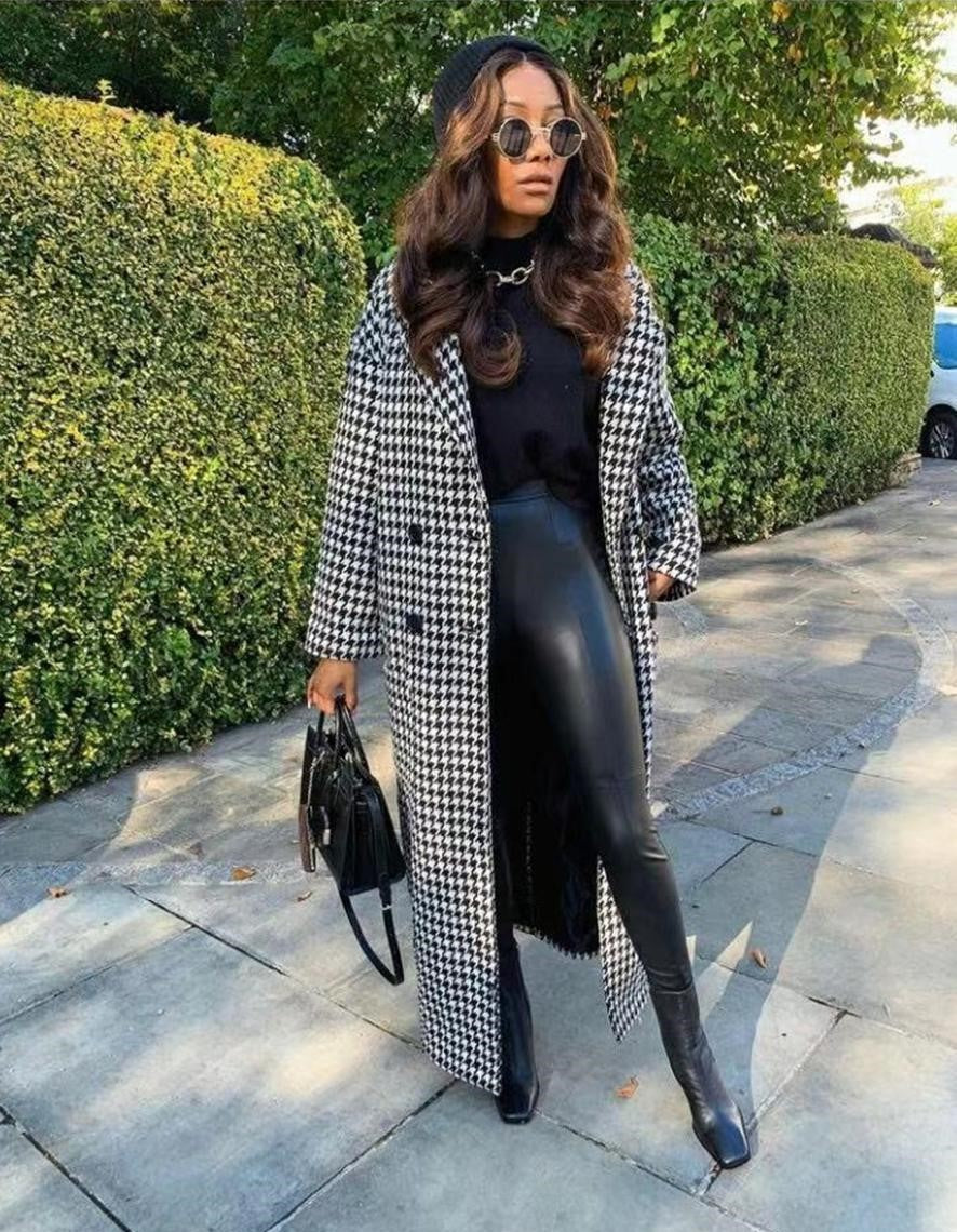 Elegant Black and White Women's Winter Coat