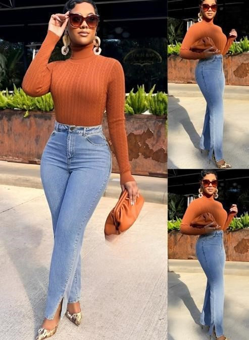 Ladies Long Sleeve Turtle Neck Top